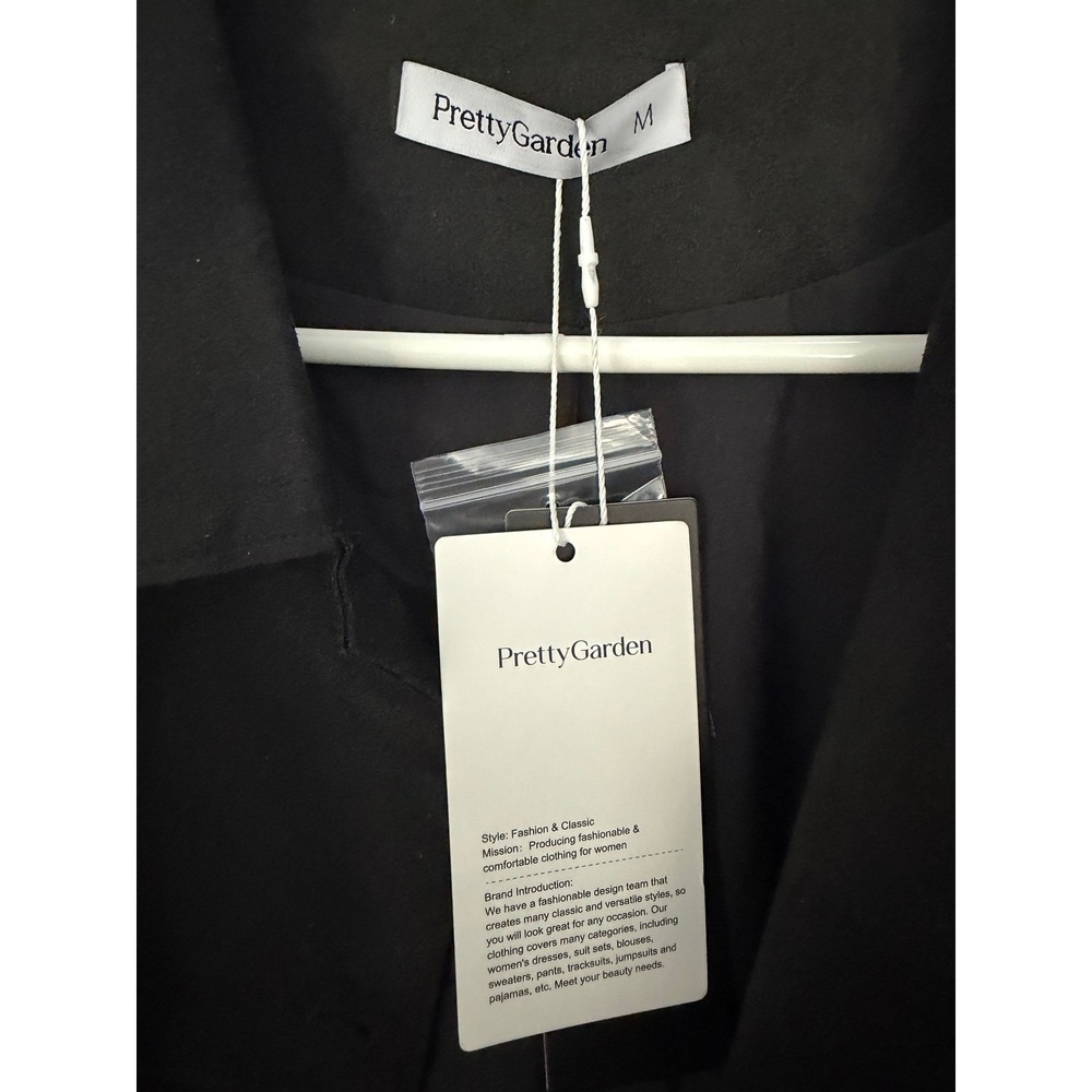 PrettyGarden‎ Women Black Faux Suede Cropped Jacket Button Up Shacket Size M NWT - Picture 2 of 7